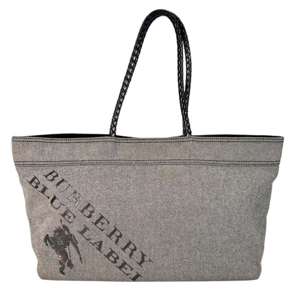 BURBERRY ZA415-022-10 Tote Bag, Canvas and Leather, Metallic Silver, Women's